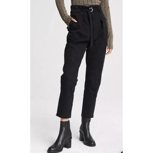 rag & bone Pants - rag & bone Belted Hunter Cargo Pant Cropped Pleated Front Black Womens Size 26